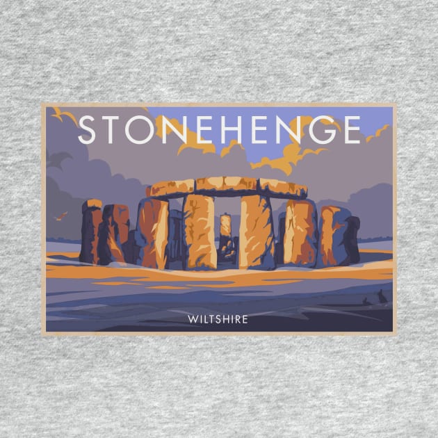 Vintage British Travel Poster: Stonehenge in Wiltshire by Naves